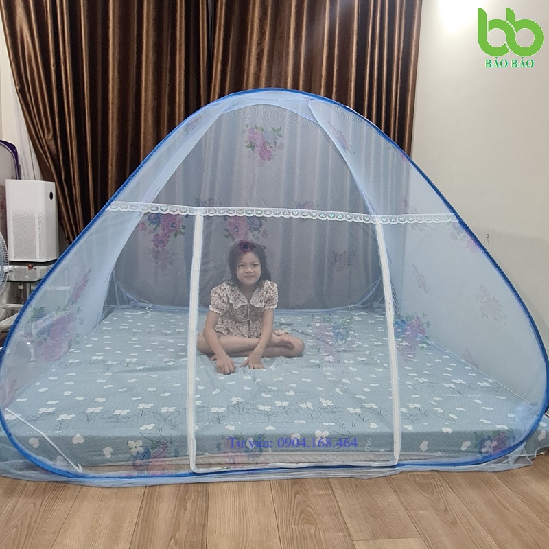 mùng chụp 2m2 hoa xanh