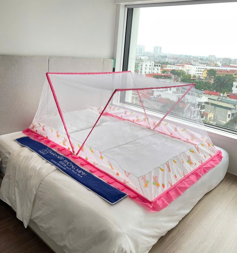 màn gấp thông minh hồng